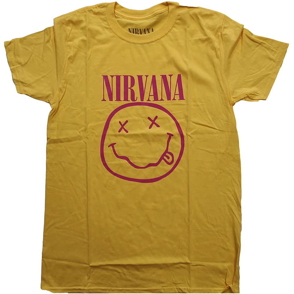 Tričko Nirvana - Pink Smiley, Unisex,Žltá,XL