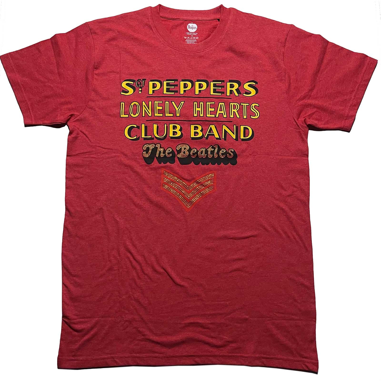 Tričko The Beatles - Sgt Pepper Stacked, Unisex,Červená,S