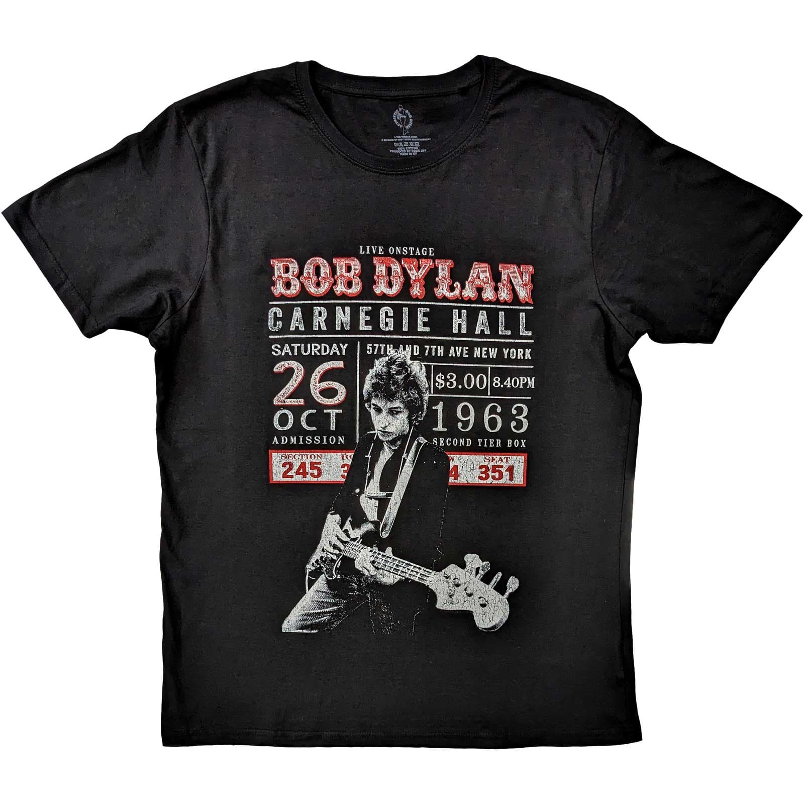 Tričko Bob Dylan - Carnegie Hall '63, Unisex,Čierna,M