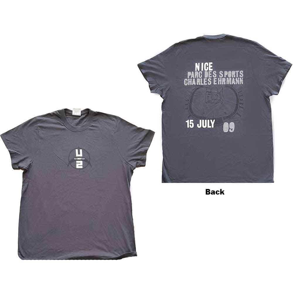 Tričko U2 - 360 Degree Tour Nice 2009, Unisex,Šedá,M