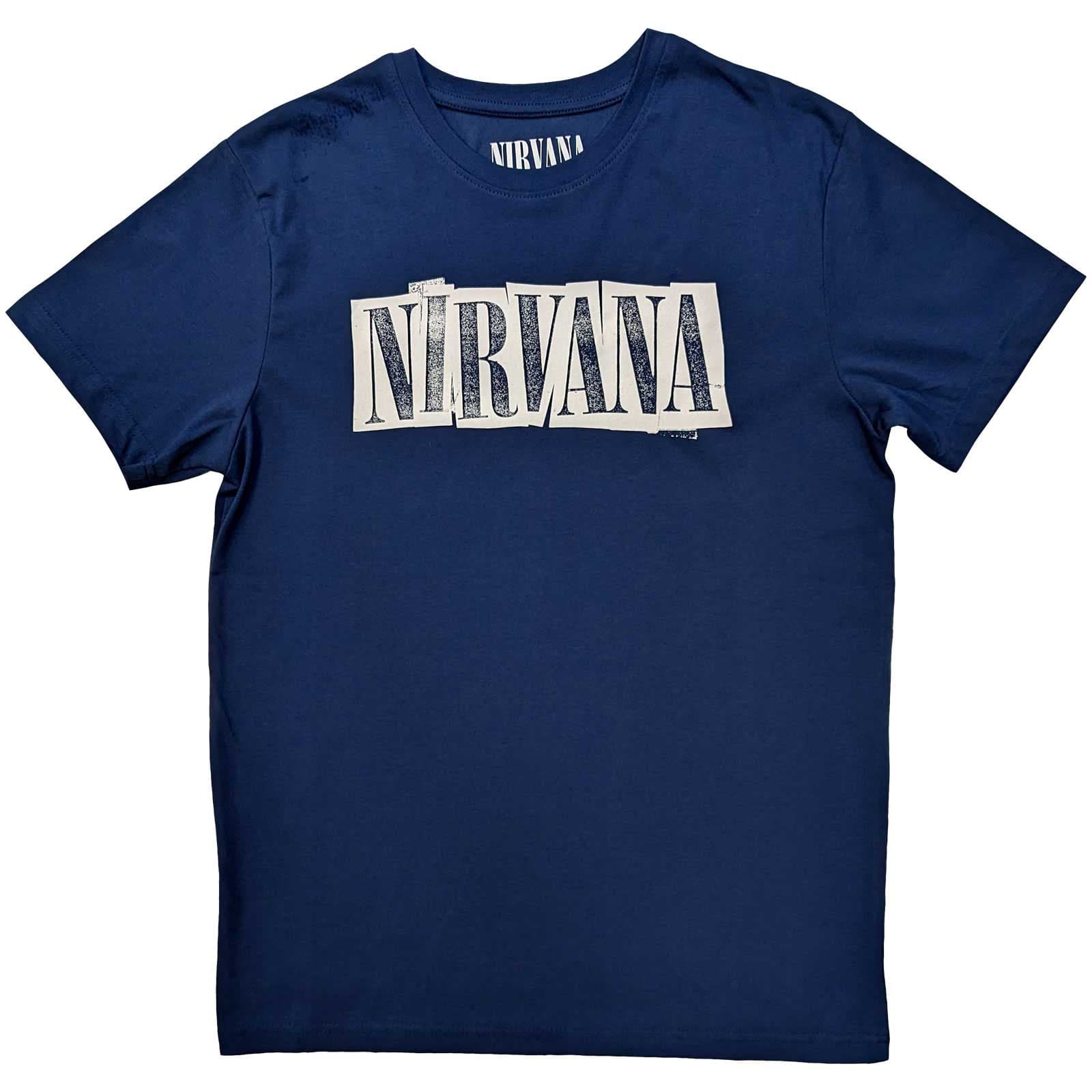Tričko Nirvana - Box Logo, Unisex,Modrá,L