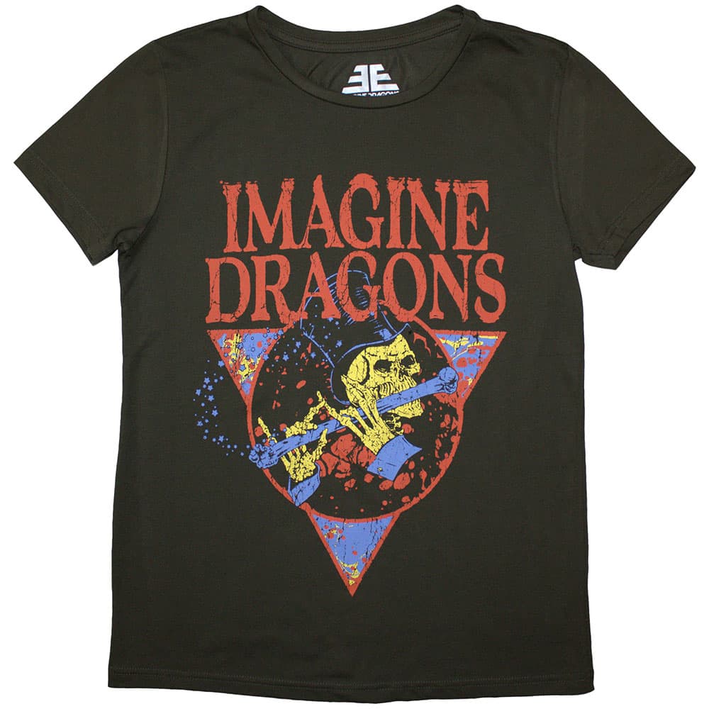 Tričko Imagine Dragons - Skeleton Flute, Žena,Zelená,M
