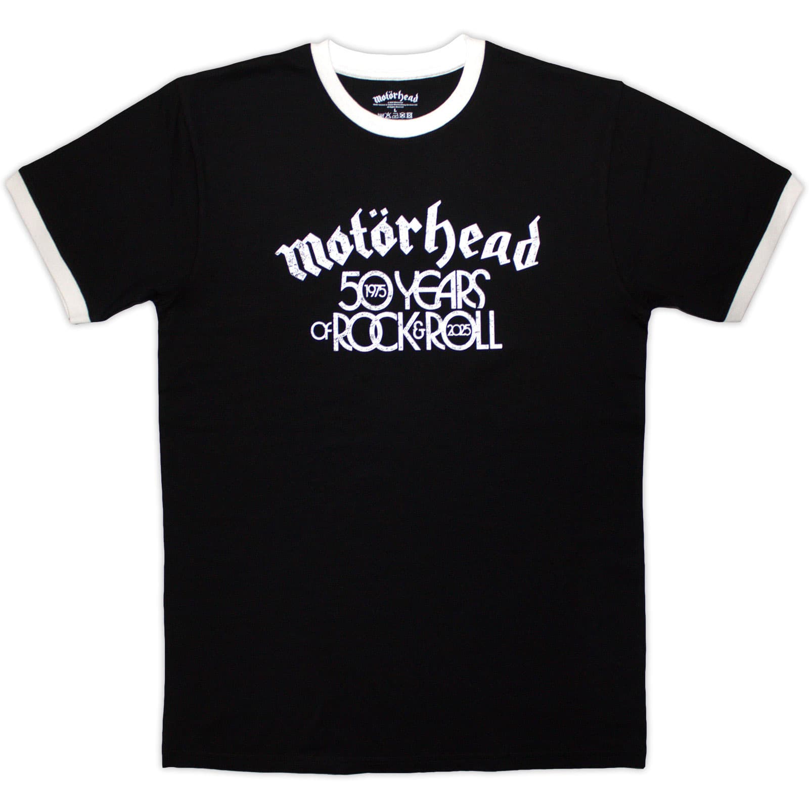 Tričko Motörhead - 50 Years Text Lock Up Ringer, Unisex,Čierna,M