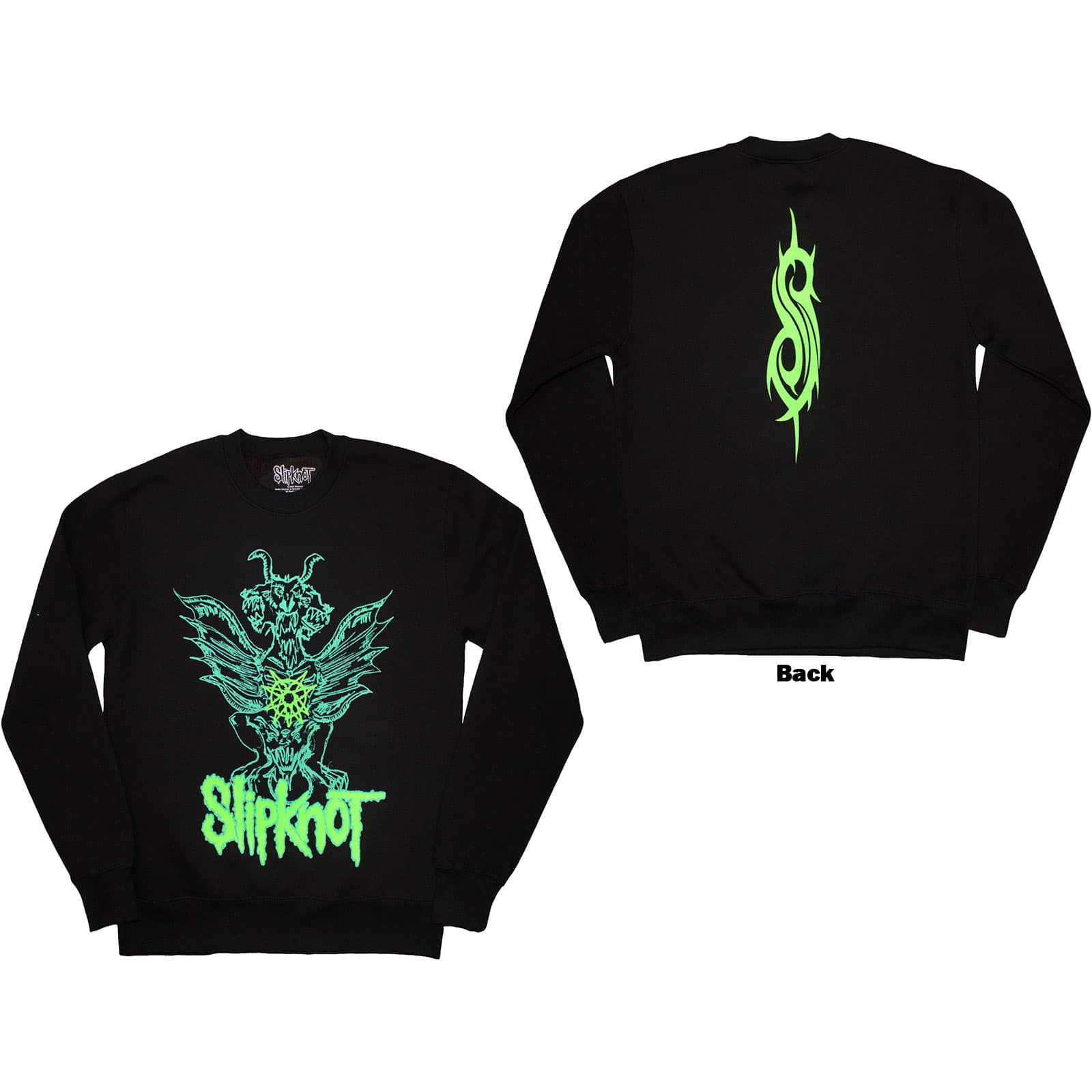Crewneck Slipknot - Green Demon, Unisex,Čierna,S