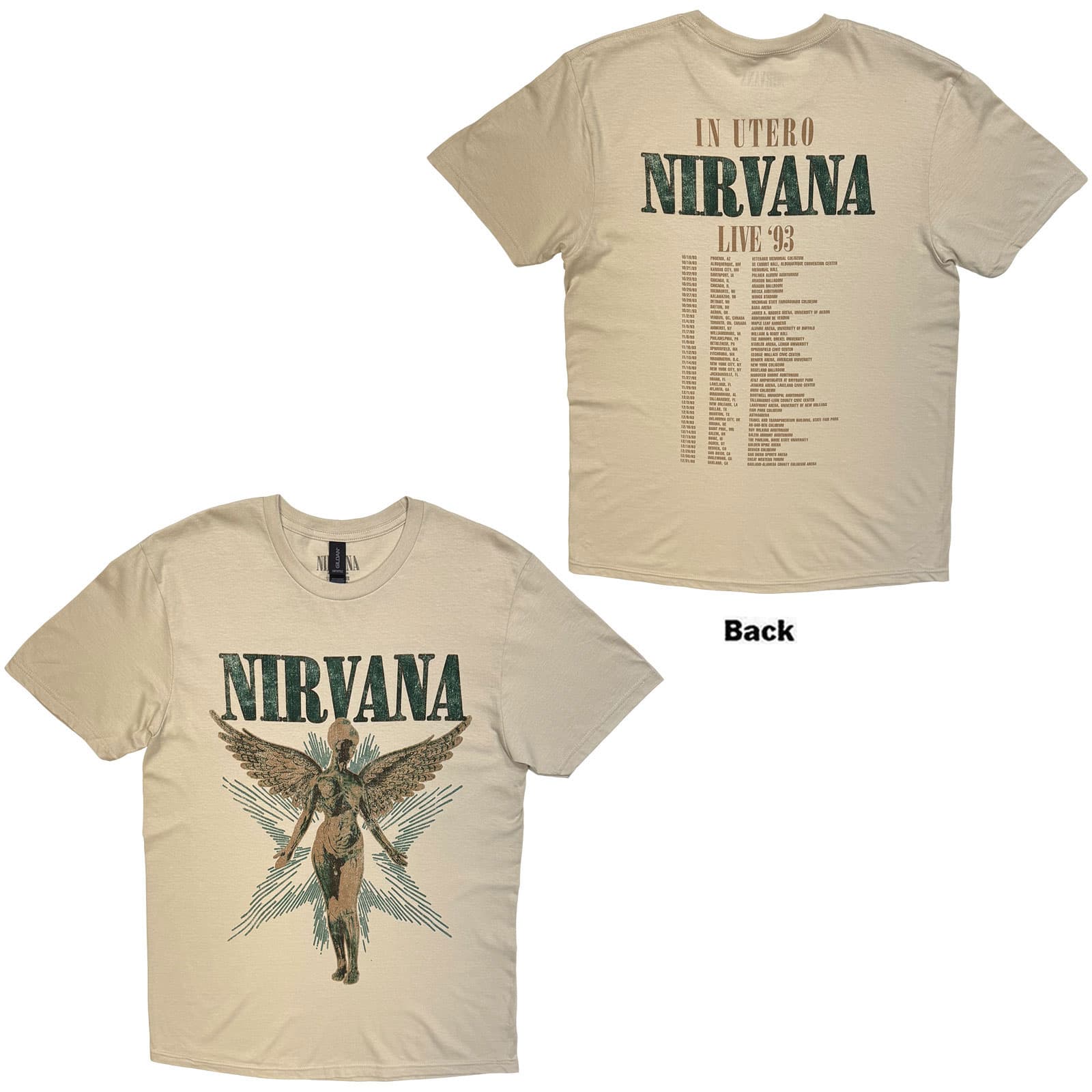 Tričko Nirvana - Angel Vintage, Unisex,Natural,S