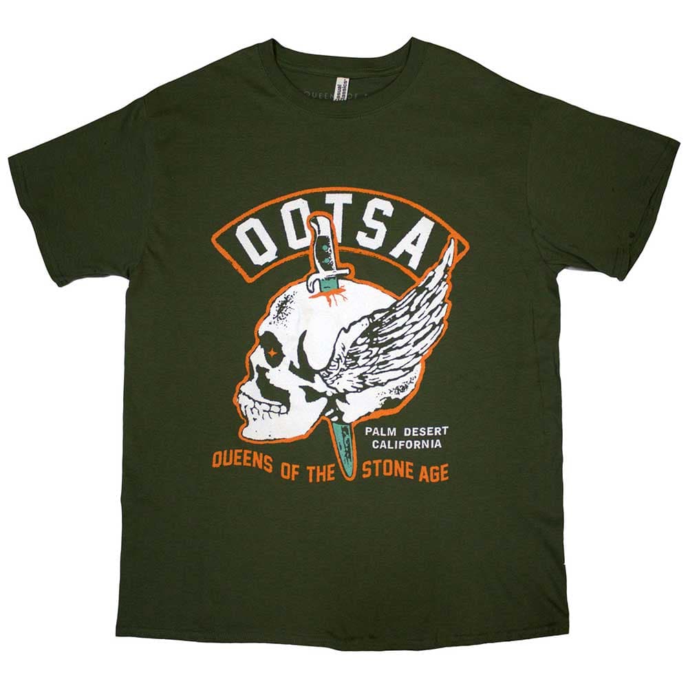 Tričko Queens of the Stone Age - Winged Skull, Unisex,Zelená,M