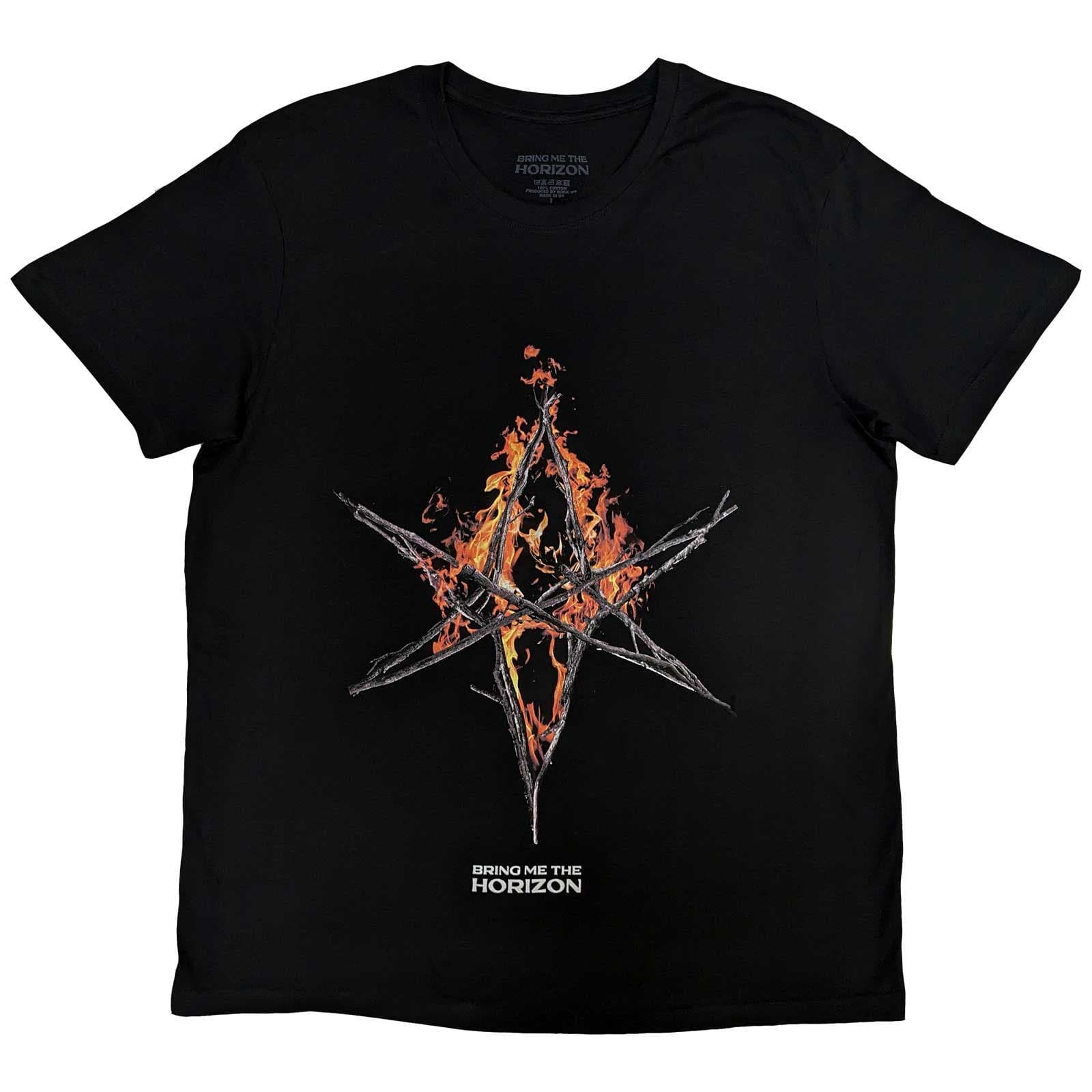 Tričko Bring me the horizon - Flame Hex & Text Logo, Unisex,Čierna,M