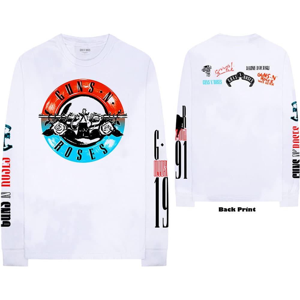Tričko s dlhým rukávom Guns N’ Roses - Motorcross Logo, Unisex,Biela,XL