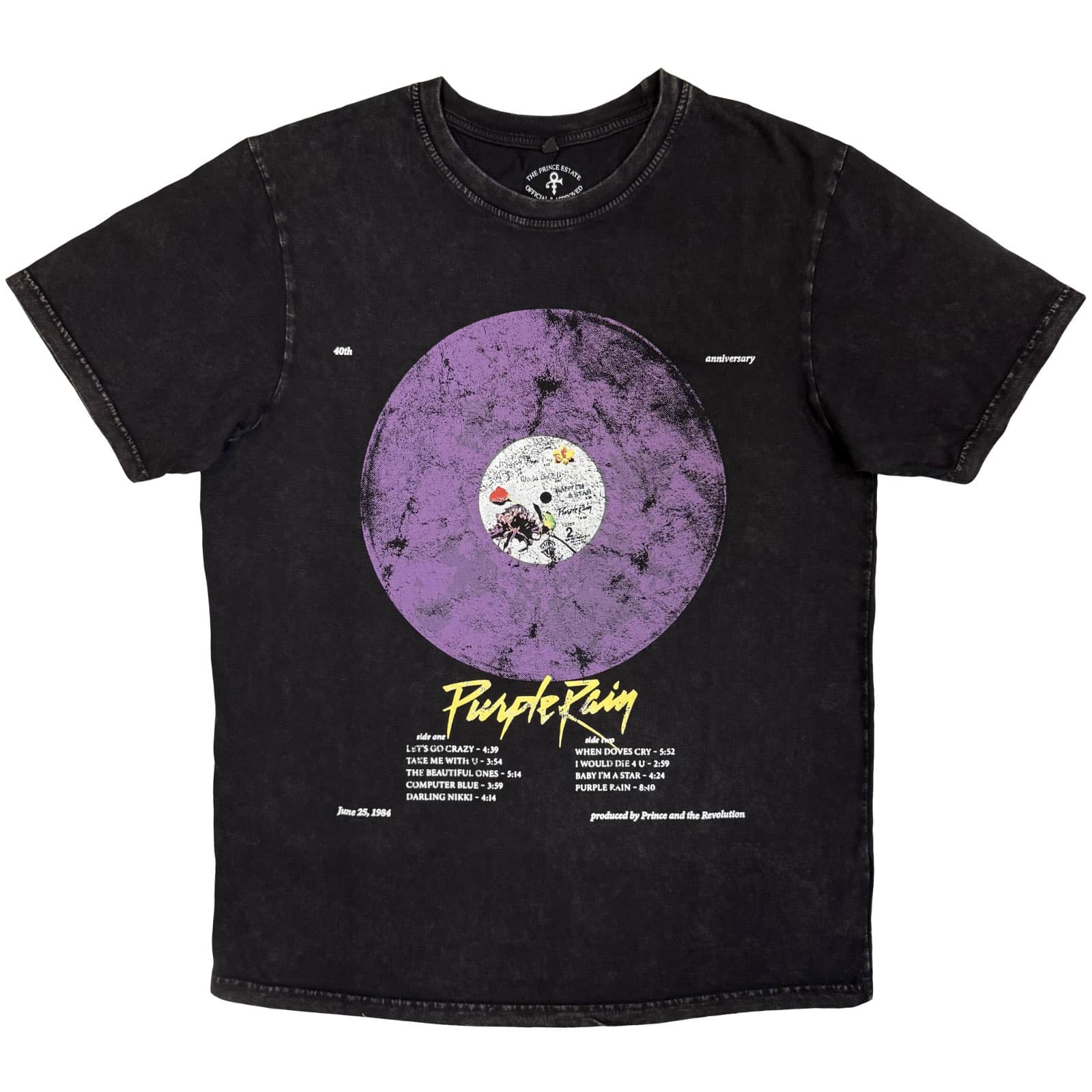 Tričko Prince - Purple Rain Disc, Unisex,Čierna,M
