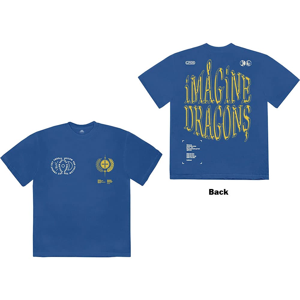 Tričko Imagine Dragons - Lyrics, Unisex,Modrá,L