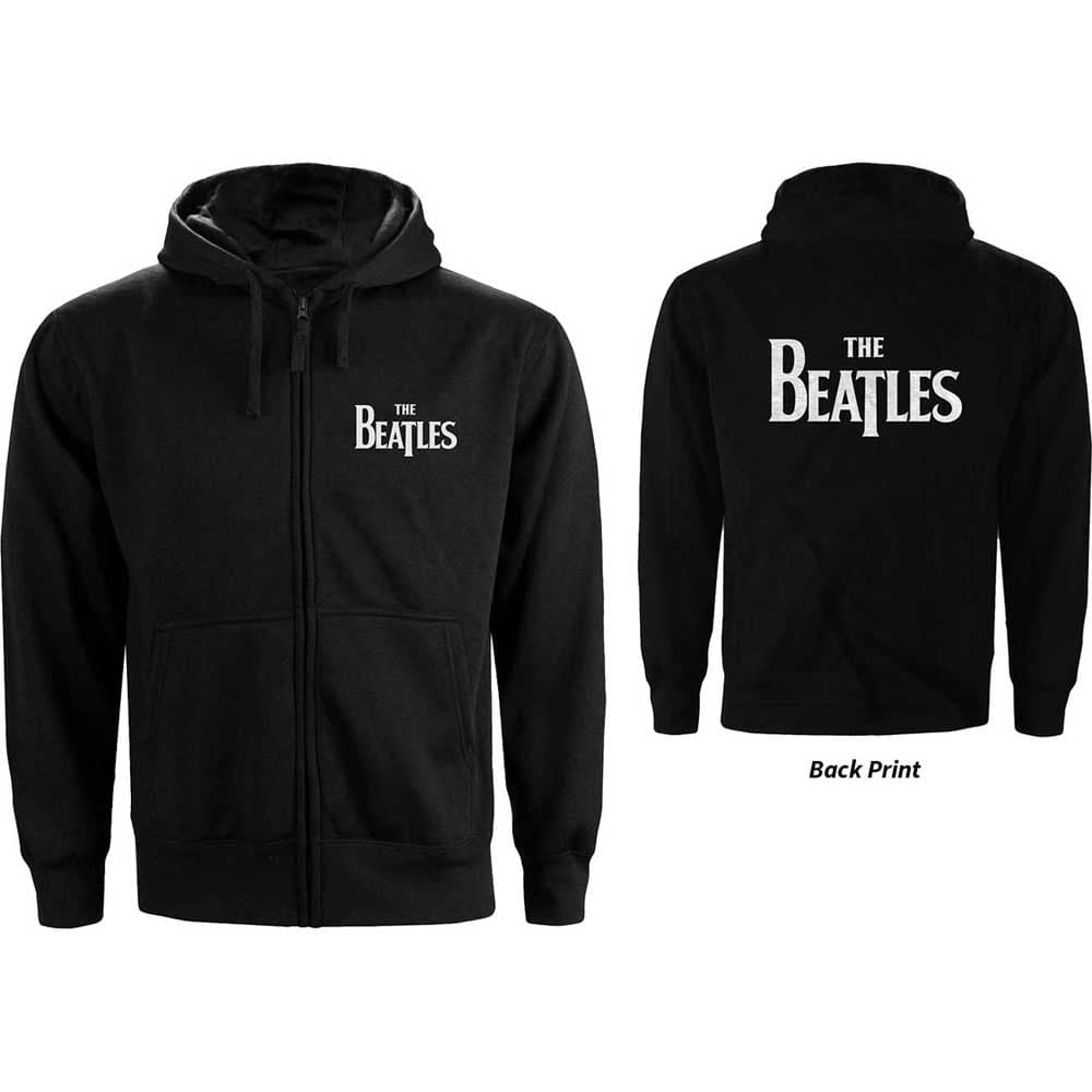 Mikina na zips The Beatles - Drop T Logo, Unisex,Čierna,3XL