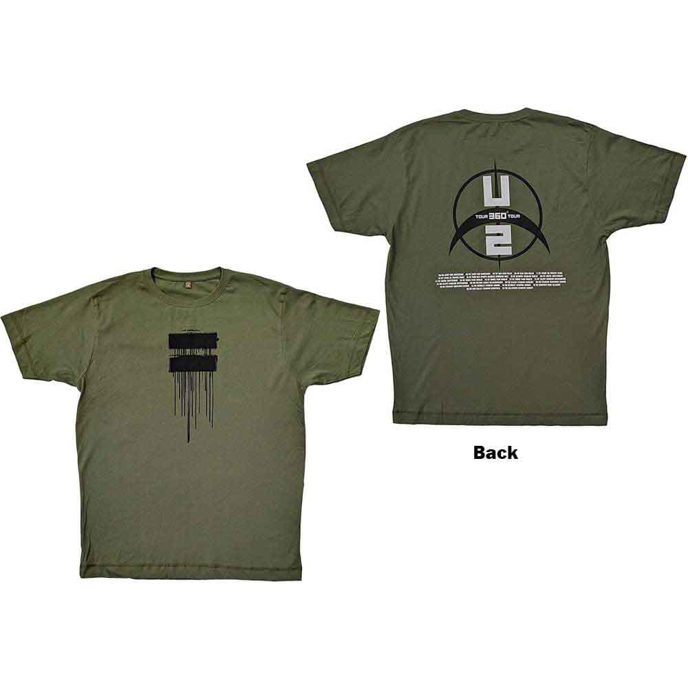 Tričko U2 - 360 Degree Tour 2009 Drip, Unisex,Zelená,M