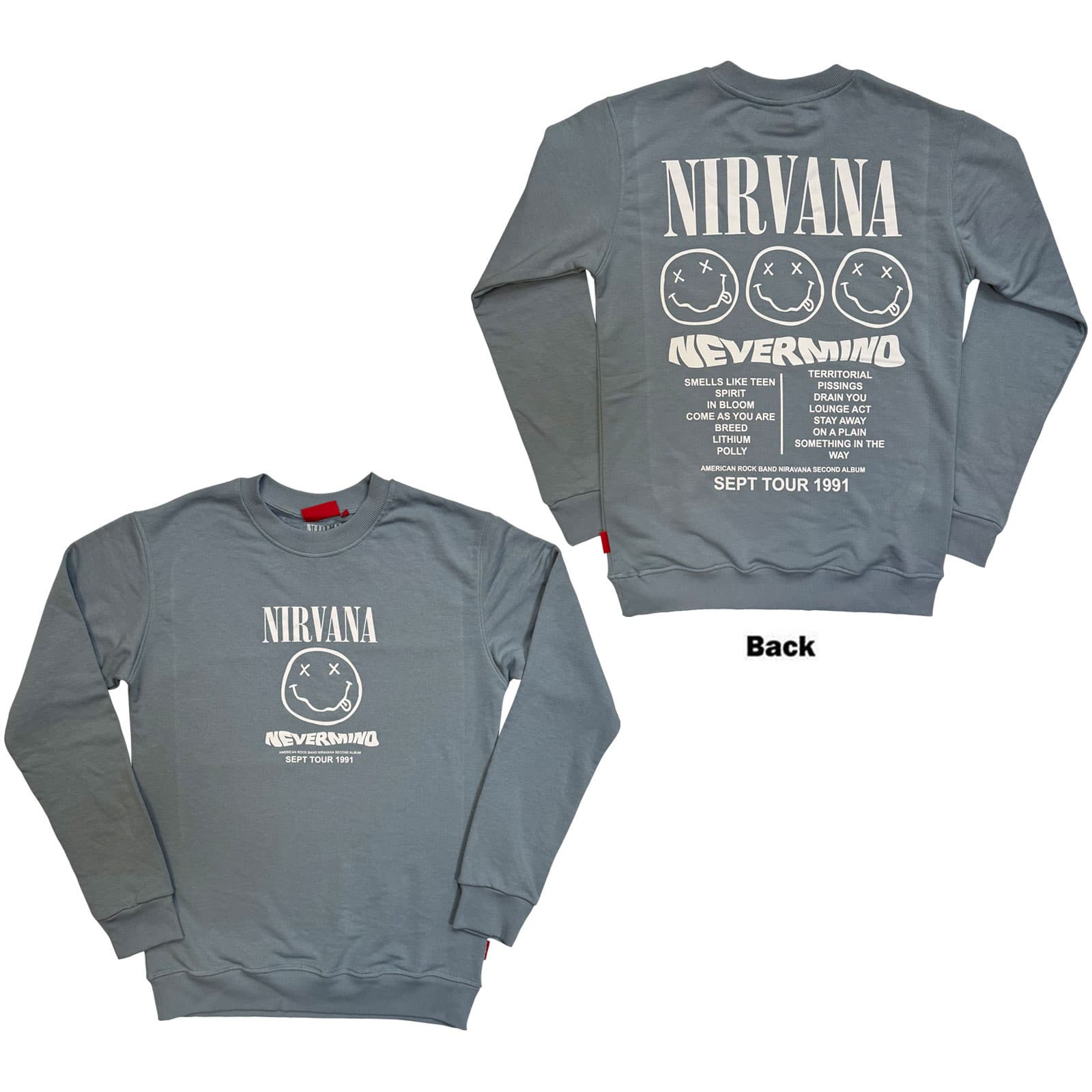 Crewneck Nirvana - Unisex Unplugged Sweatshirt: Nevermind Tour 1991 (Blue) (Back Print), Unisex,Modrá,M