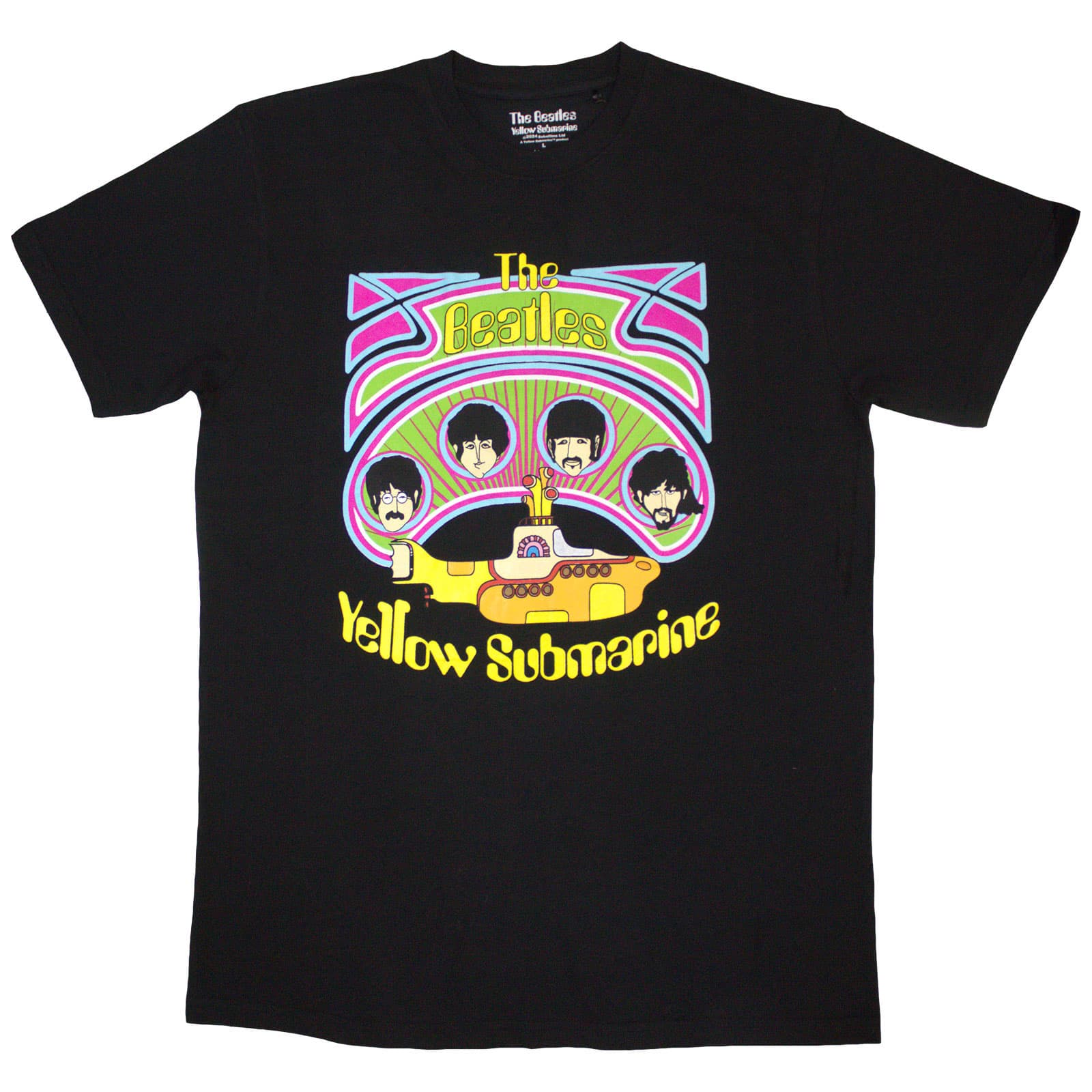 Tričko The Beatles - Yellow Submarine Heads in Circles v2, Unisex,Čierna,M