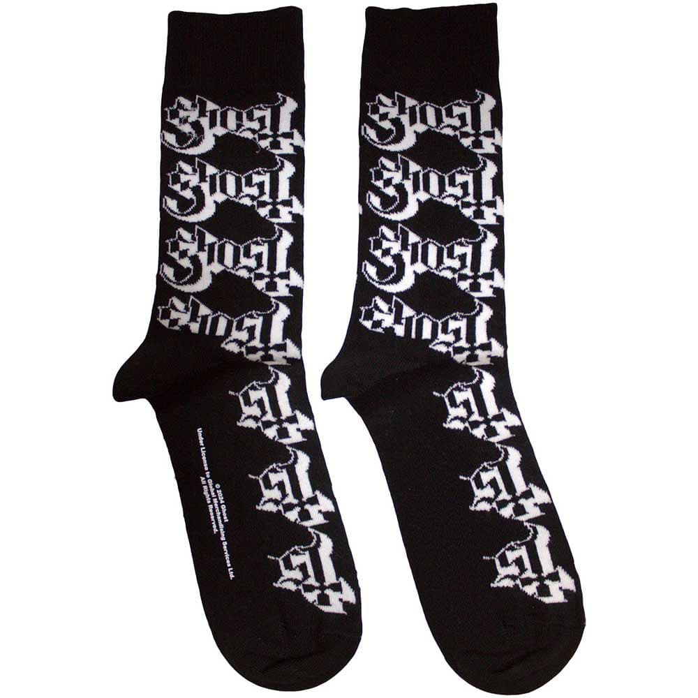 Ponožky Ghost - Logo Pattern, Unisex,Čierna,UK 4 - 7