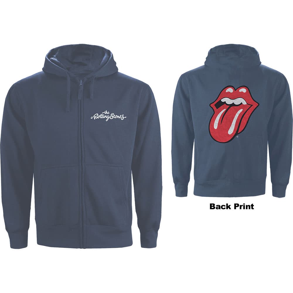 Mikina na zips The Rolling Stones - Classic Tongue, Unisex,Modrá,M