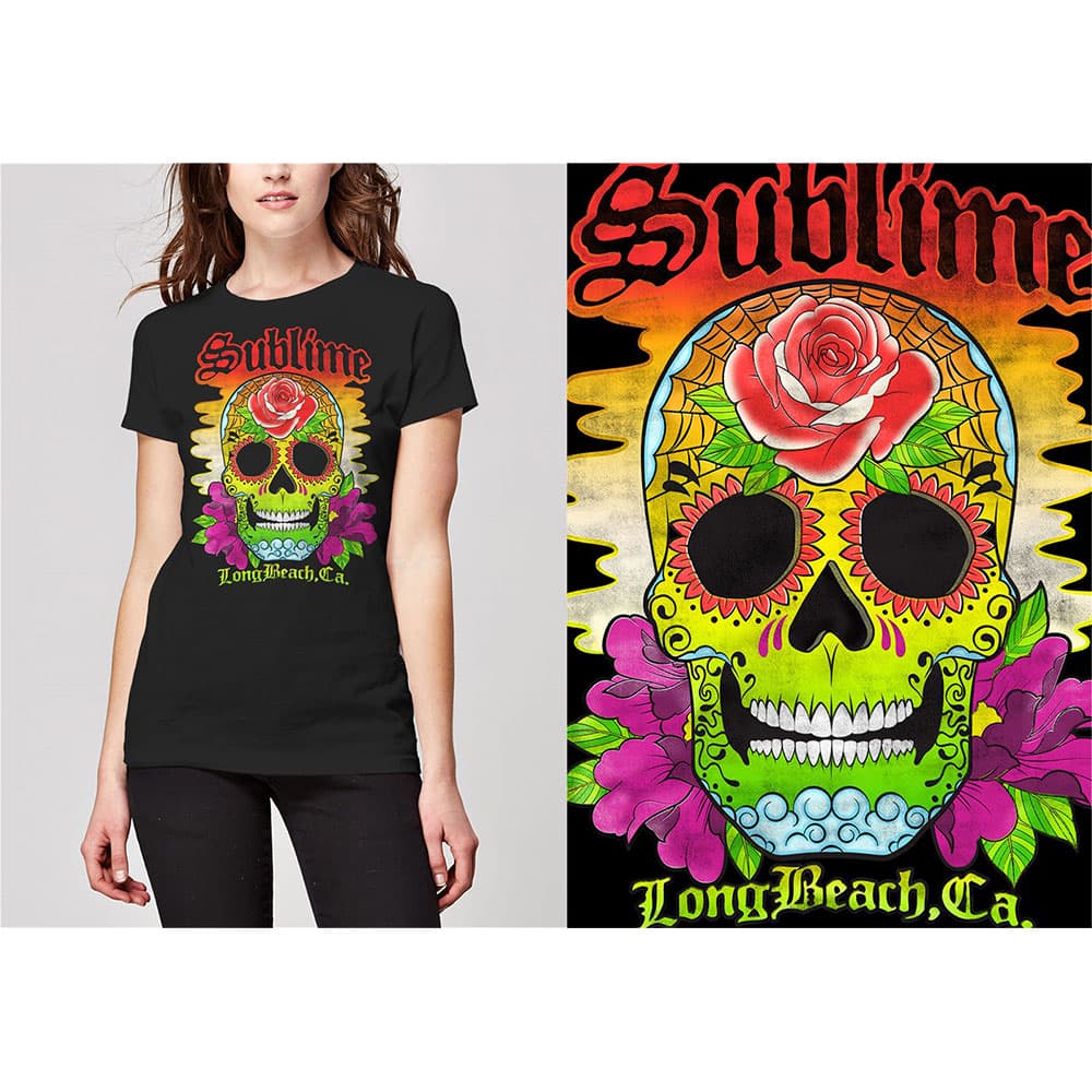 Tričko Sublime - Colour Skull, Žena,Čierna,XXL