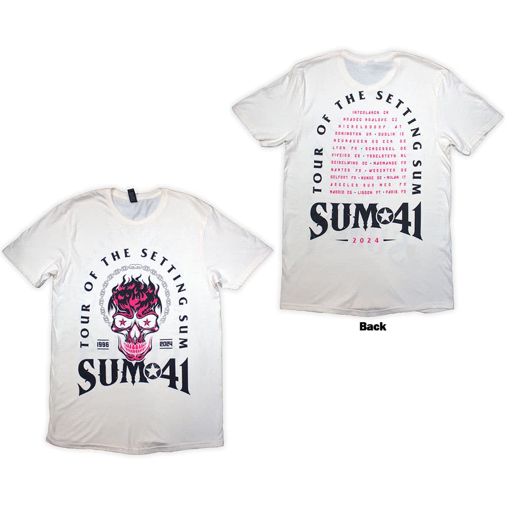 Tričko Sum 41 - Tour '24 Pink Skull, Unisex,Natural,M