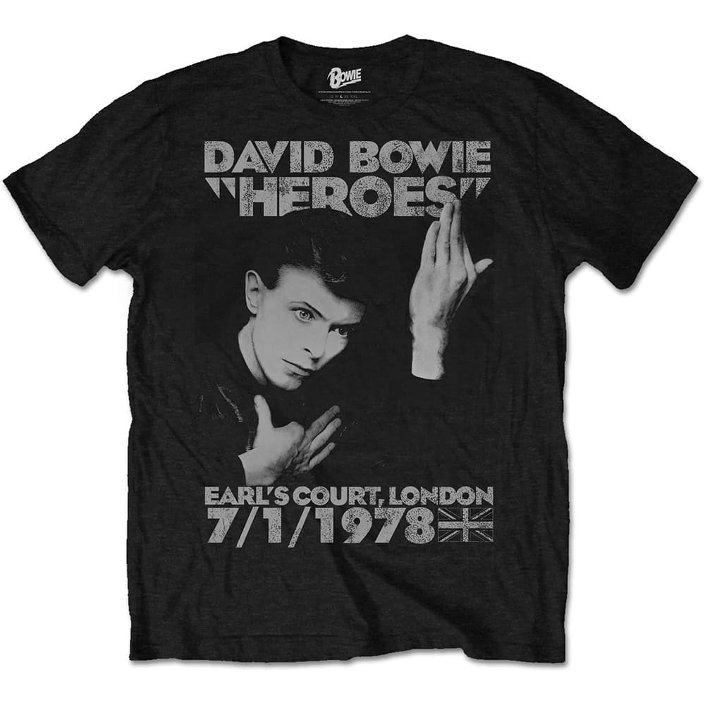 Tričko David Bowie - Heroes Earls Court, Unisex,Čierna,M