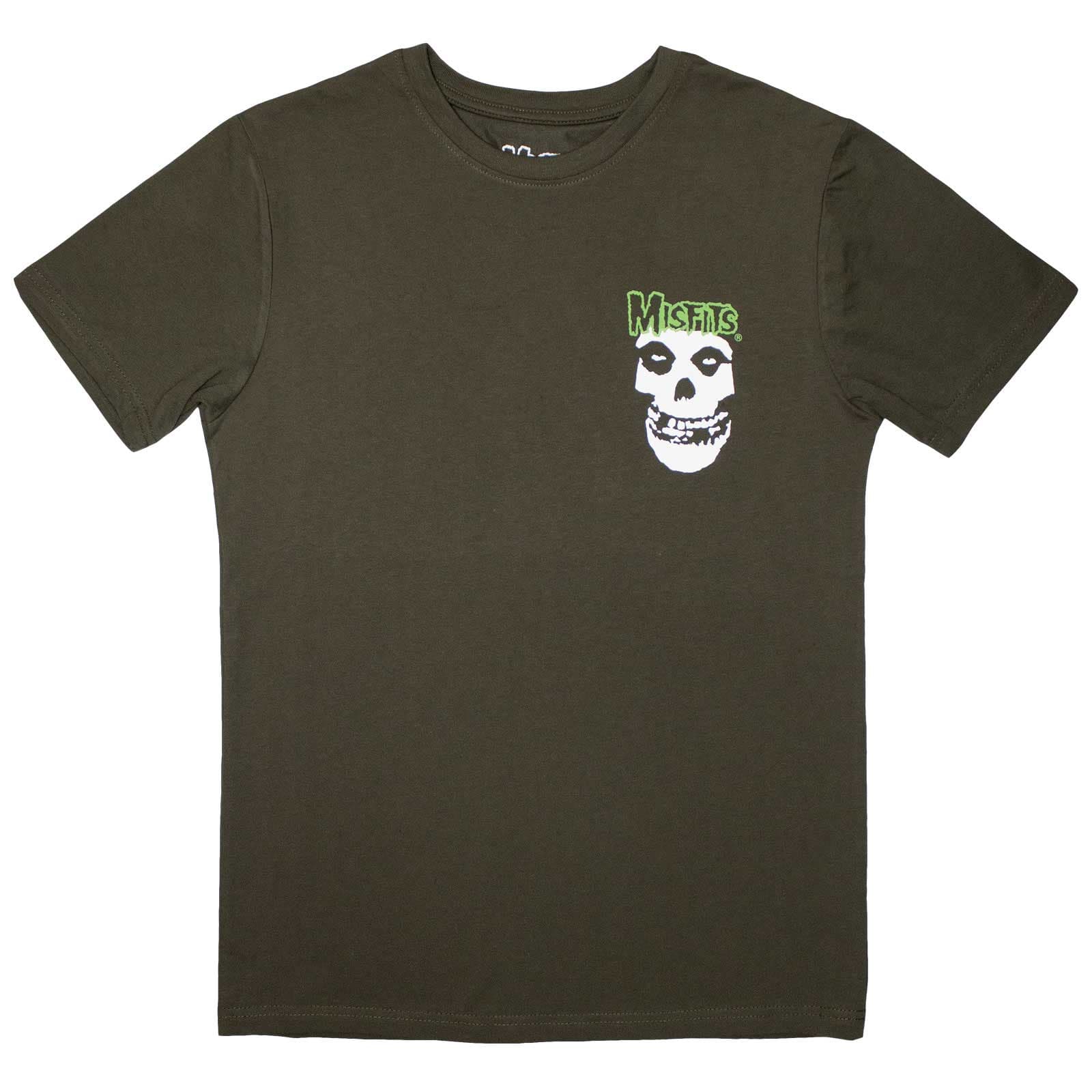 Tričko Misfits - Mini Skull & Logo, Unisex,Zelená,M