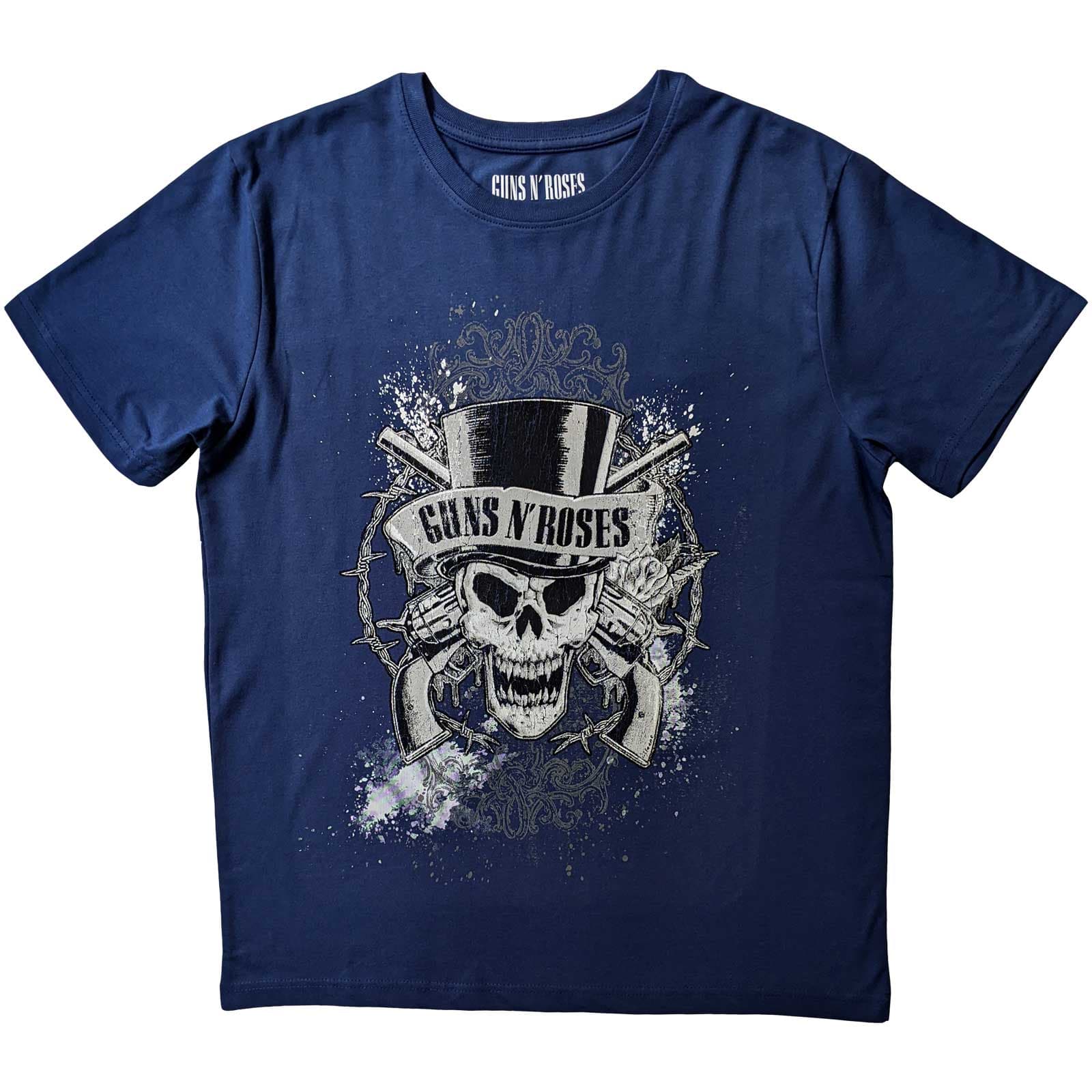 Tričko Guns N’ Roses - Faded Skull, Unisex,Modrá,L