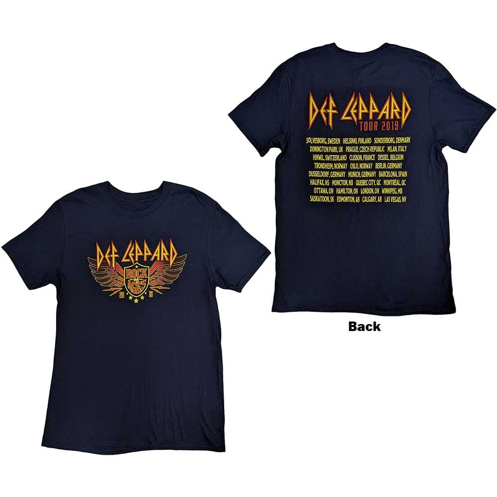 Tričko Def Leppard - Rock Of Ages Tour 2019, Unisex,Modrá,L