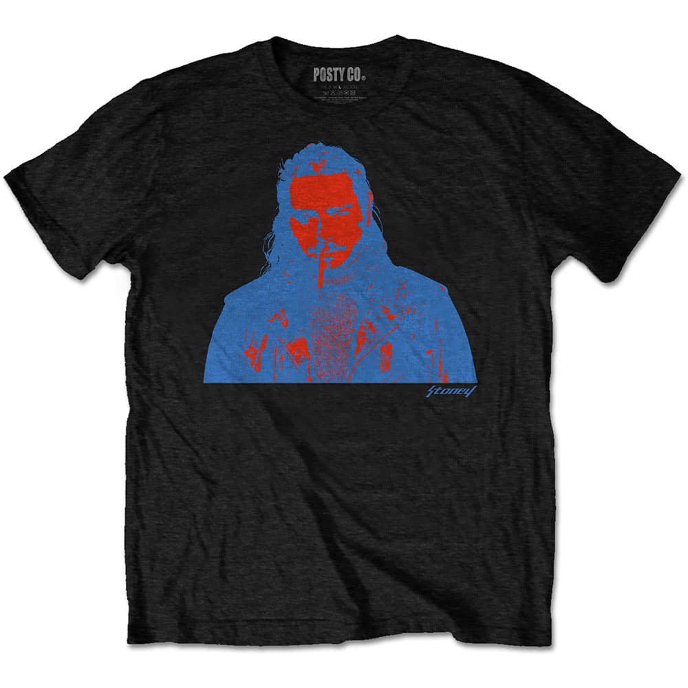 Tričko Post Malone - Red & Blue Photo, Unisex,Čierna,M