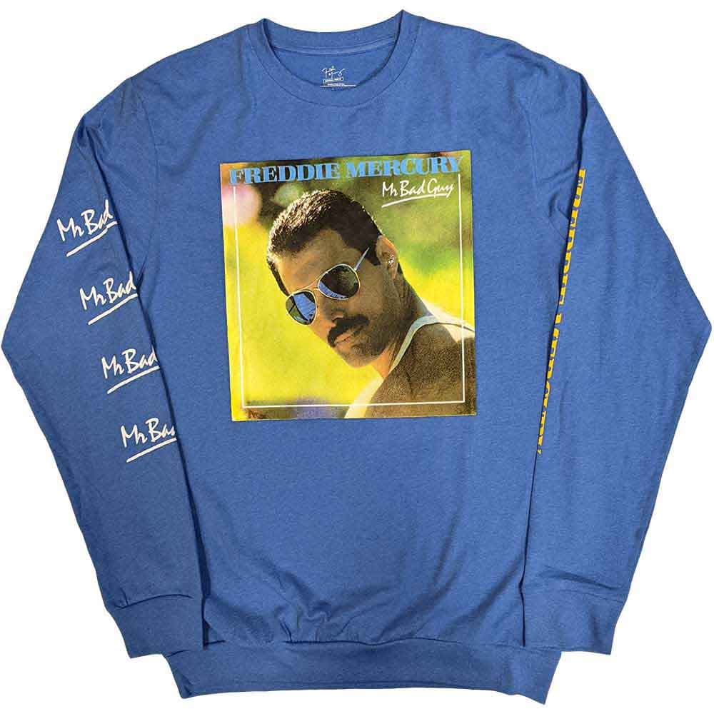 Tričko s dlhým rukávom Freddie Mercury - Mr Bad Guy, Unisex,Modrá,M