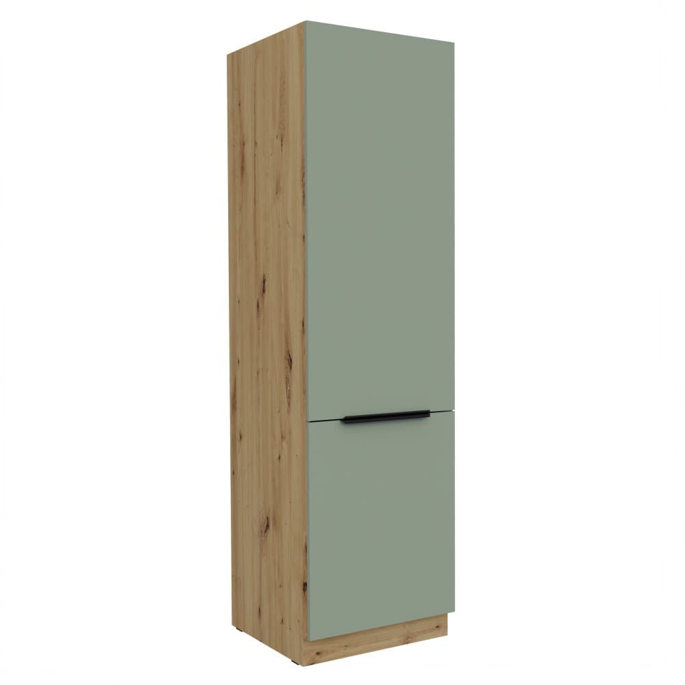 KONDELA Arsany 60 LO-210 2F kuchynská skrinka na vstavanú chladničku aquamarine / dub artisan