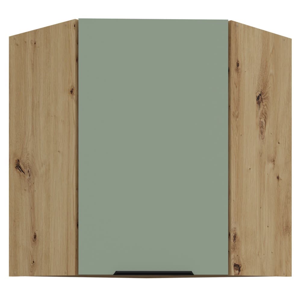 KONDELA Arsany 60x60 GN-72 1F horná rohová kuchynská skrinka aquamarine / dub artisan