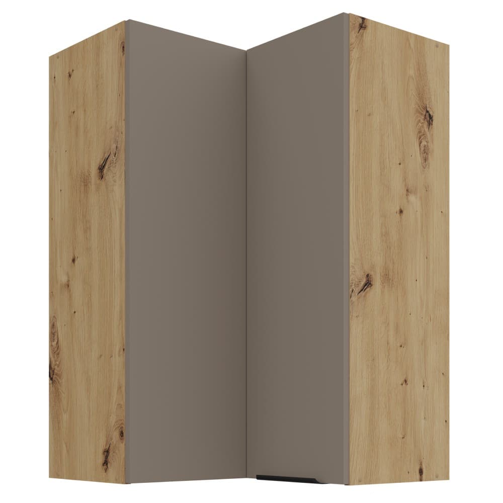 KONDELA Frisbo 60x60 GN-90 2F horná rohová kuchynská skrinka sandgrau / dub artisan