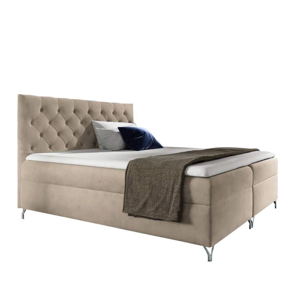 KONDELA Guliette 180 boxspringová manželská posteľ béžová (Velvet)