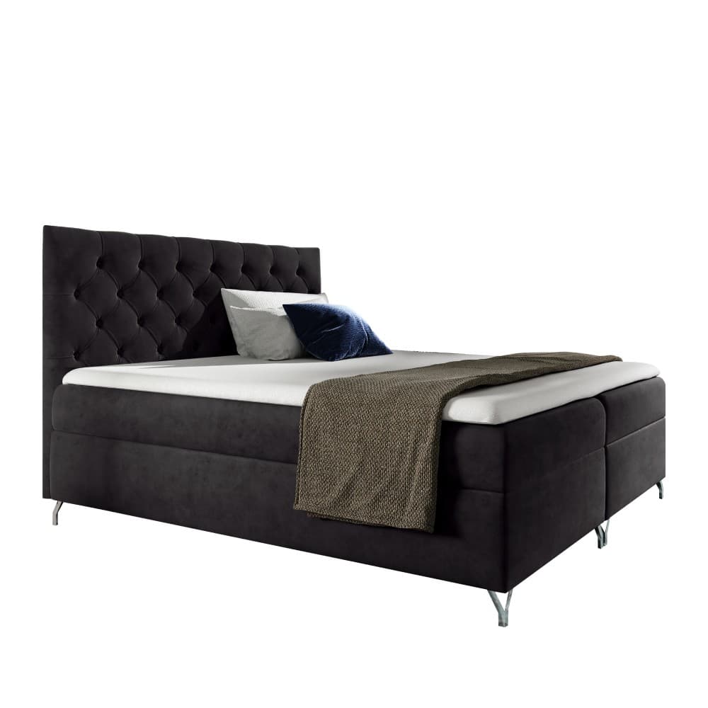 KONDELA Guliette 180 boxspringová manželská posteľ čierna (Velvet)