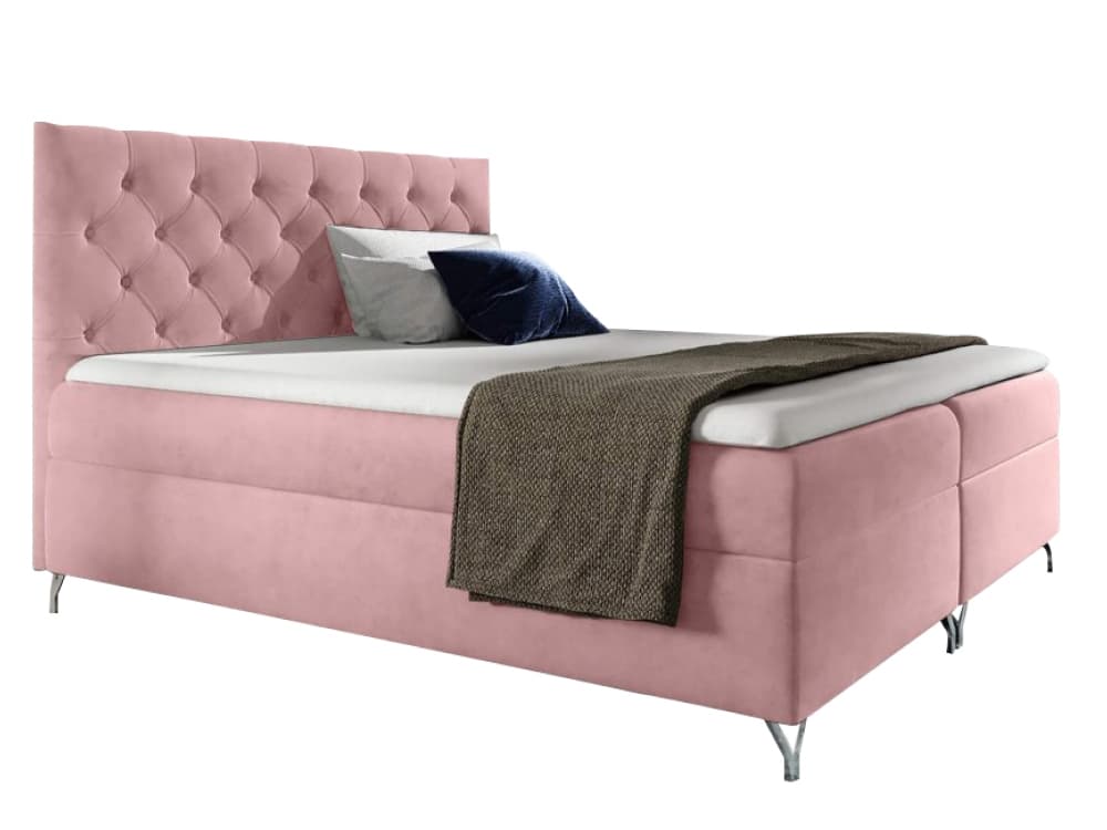 KONDELA Guliette 200 boxspringová manželská posteľ ružová (Velvet)