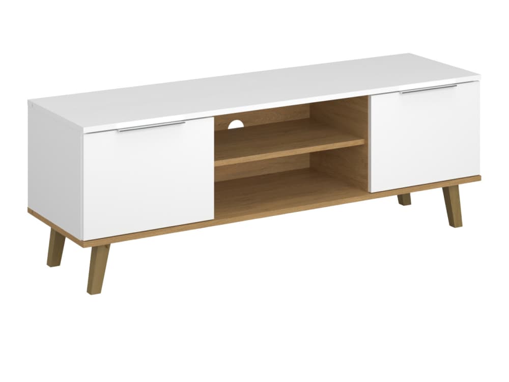 KONDELA Nepu 2D/140 tv stolík biela / dub kamenný