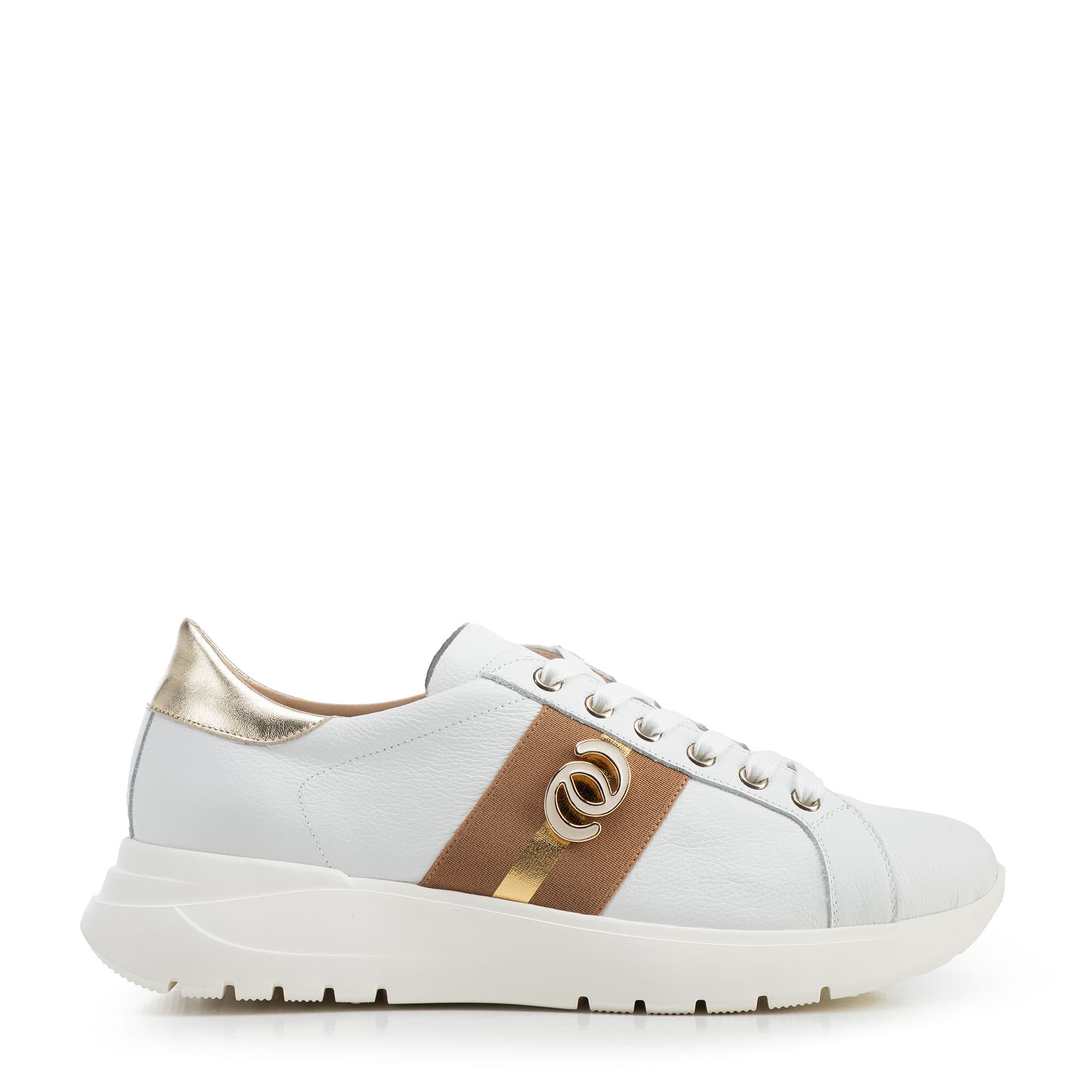 Dámske kožené sneakersy zlaté 100-D-100-0