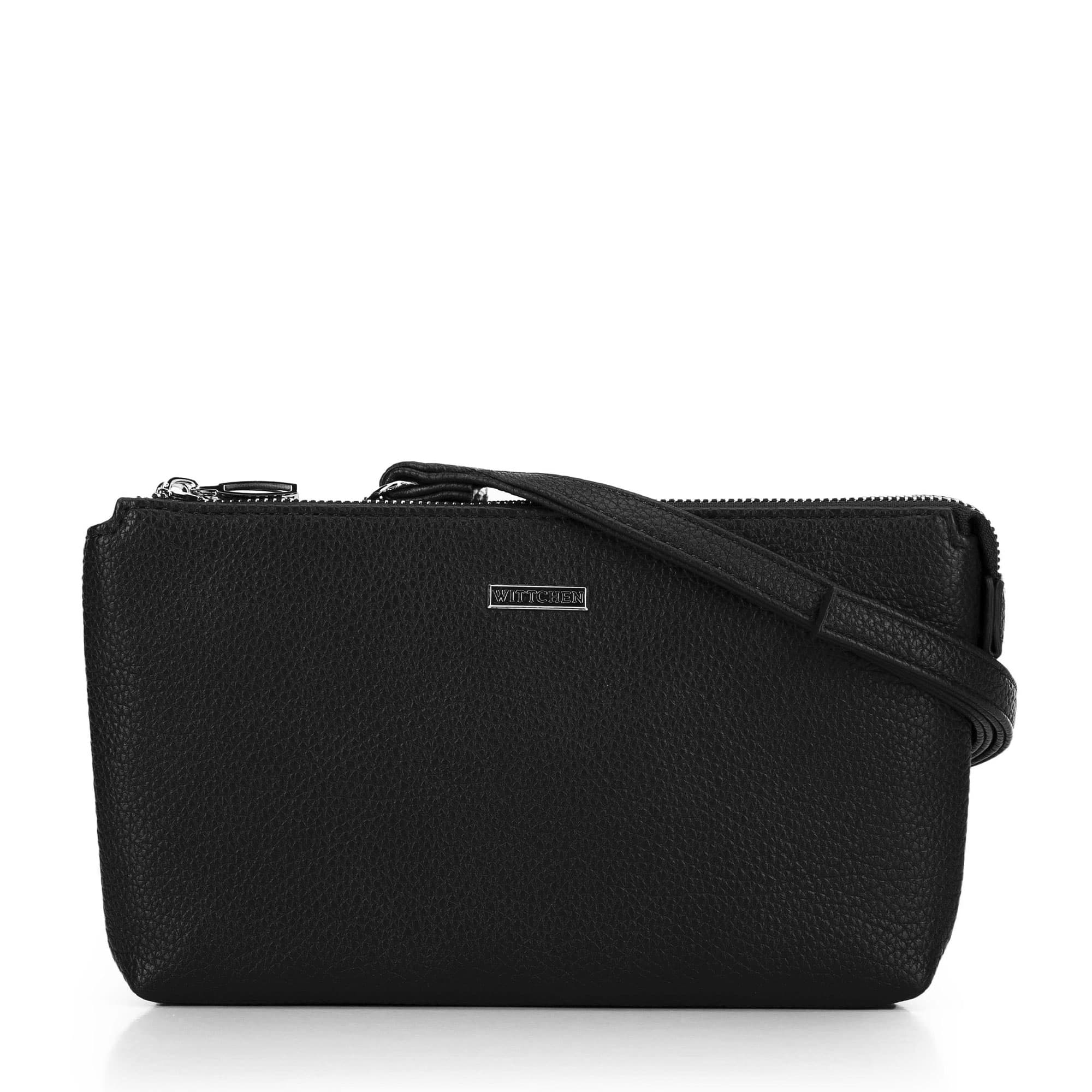 Čierno-strieborná dvojkomorová crossbody kabelka z imitácie kože 29-4Y-607-1S