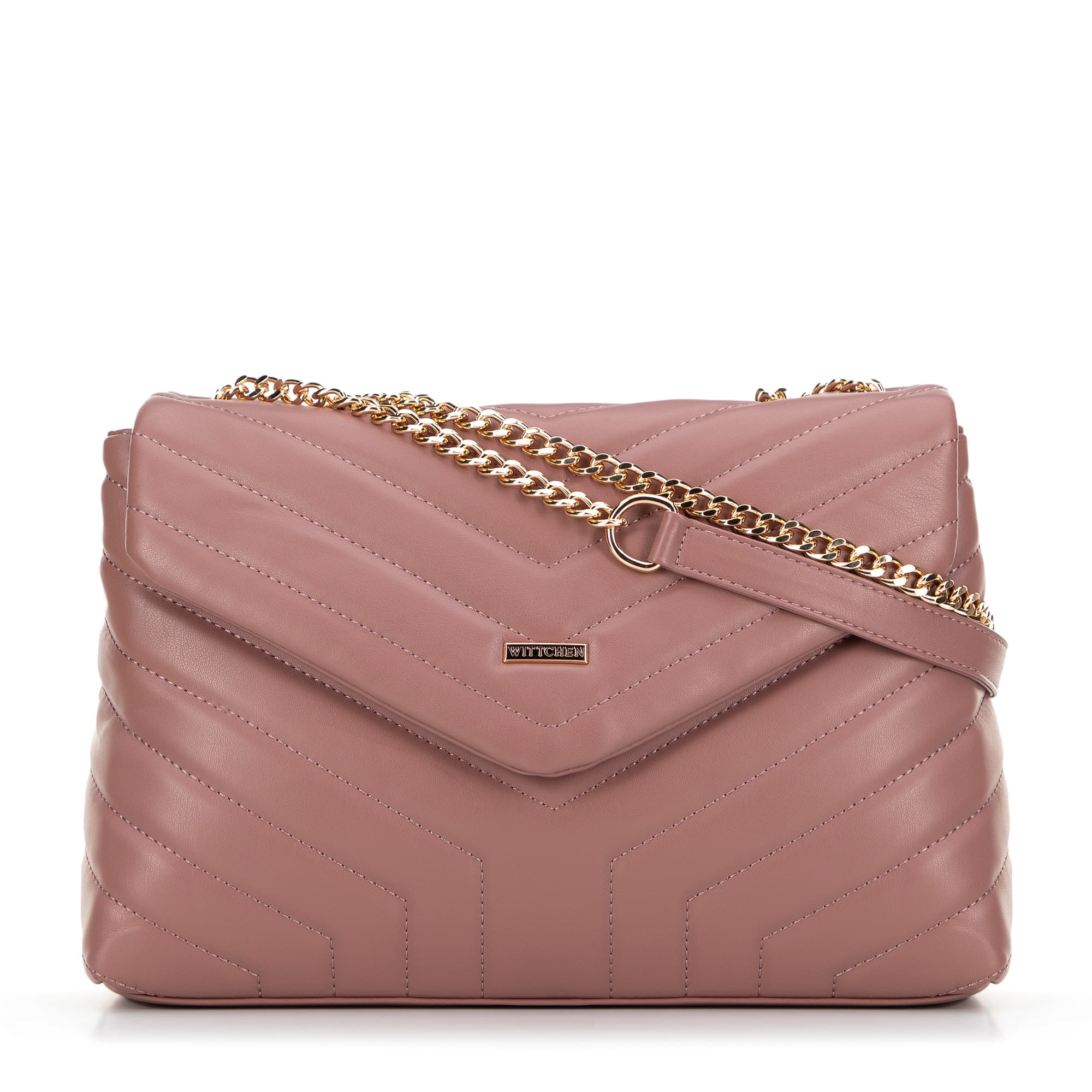Ružová crossbody kabelka z imitácie kože s retiazkou a prešívaním 99-4Y-514-P