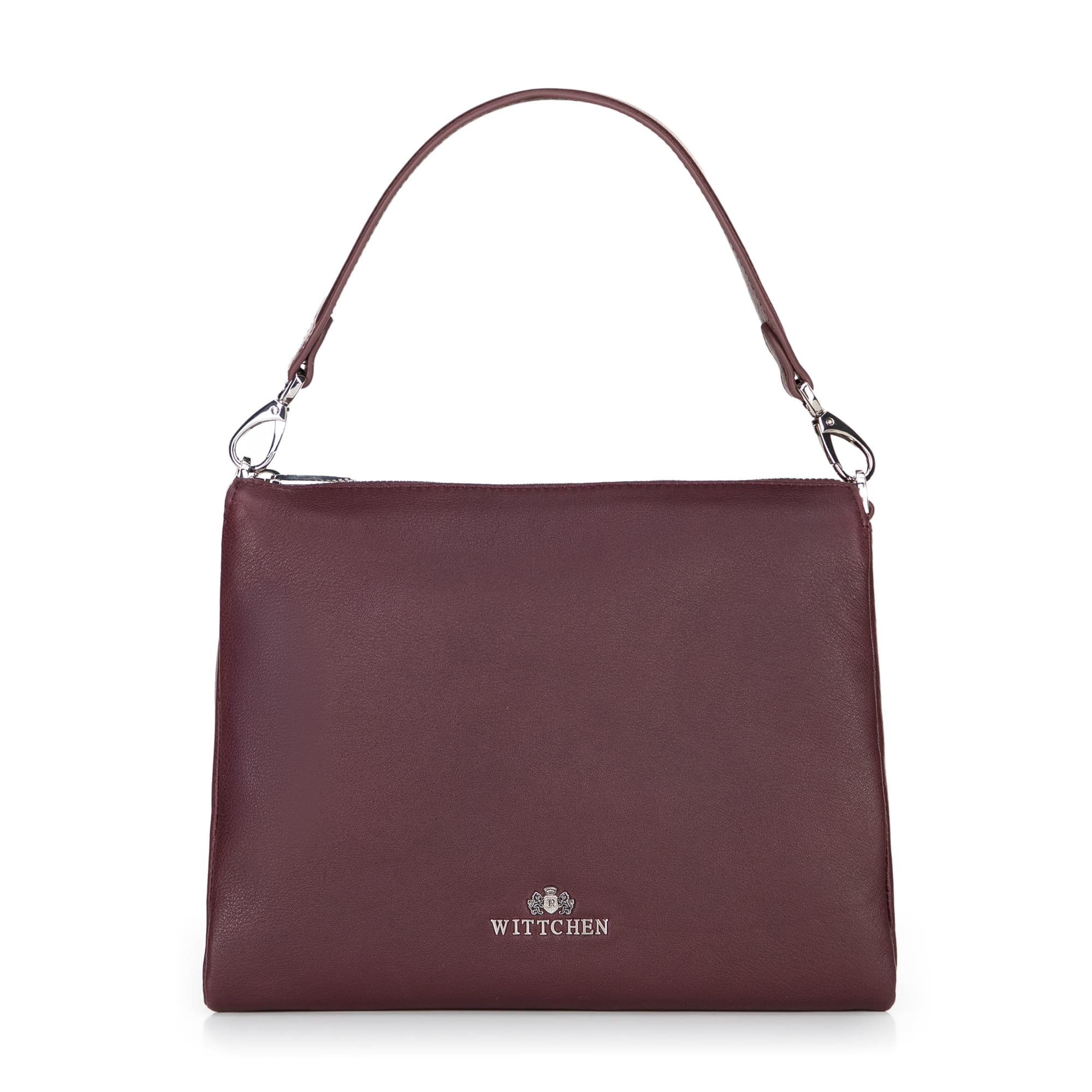 Dámska trojpriehradková crossbody, bordová koža 100-4E-808-3