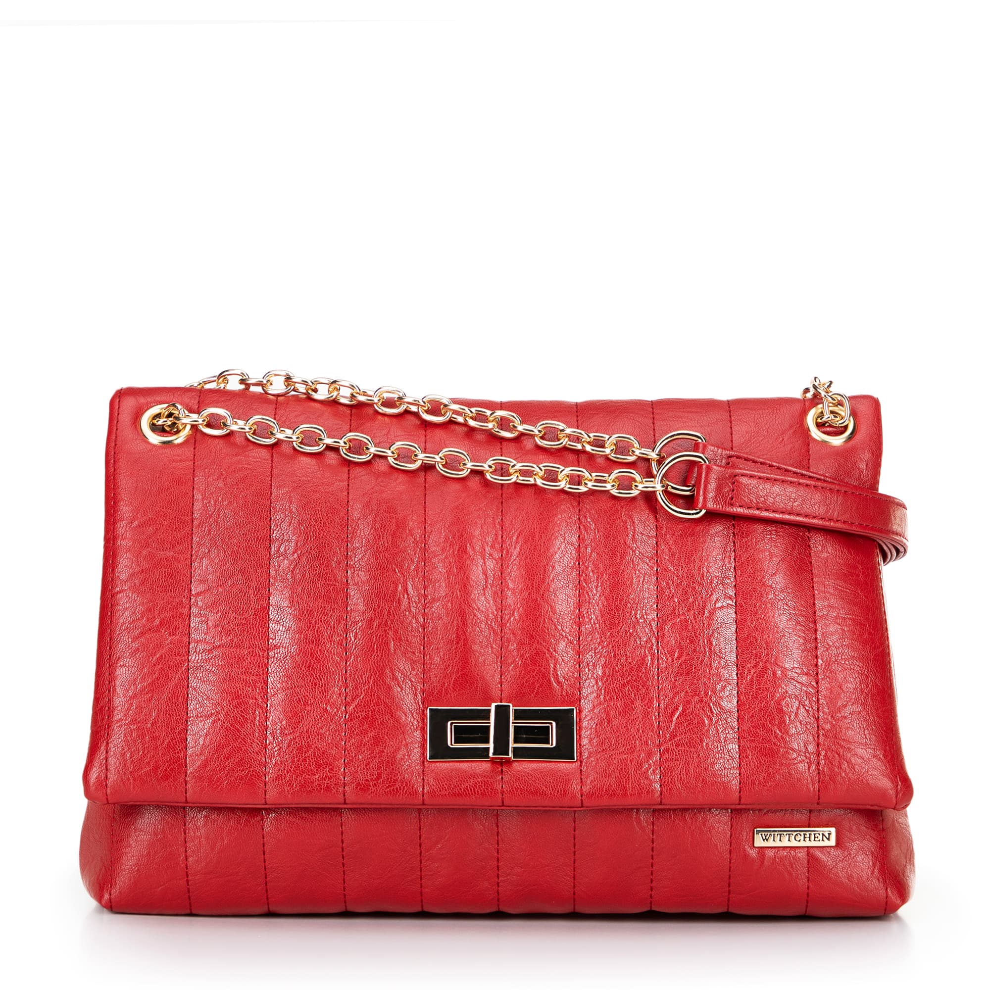 Červená dvojkomorová crossbody kabelka z imitácie kože 100-4Y-418-3