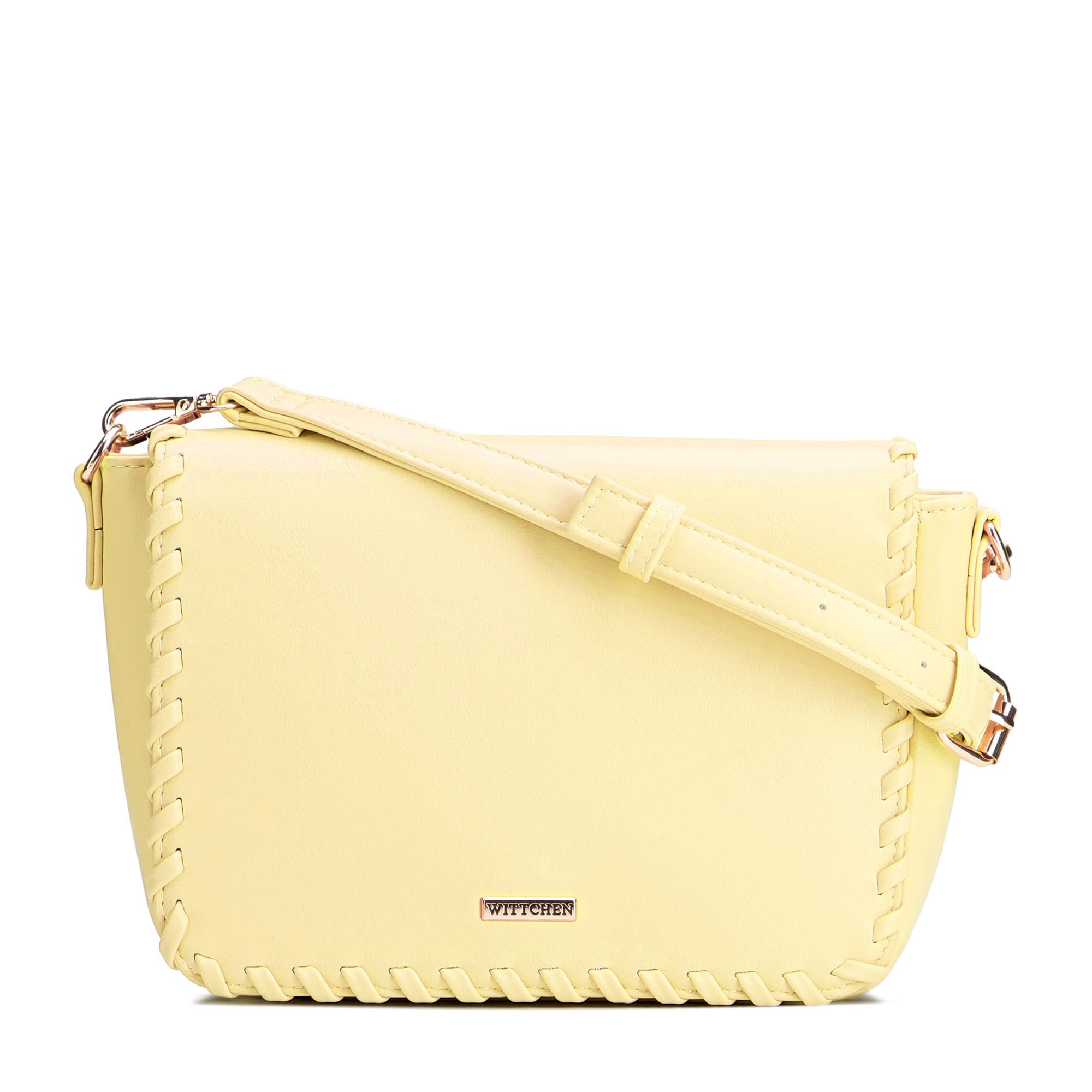Žltá crossbody kabelka s klopou 100-4Y-235-Y