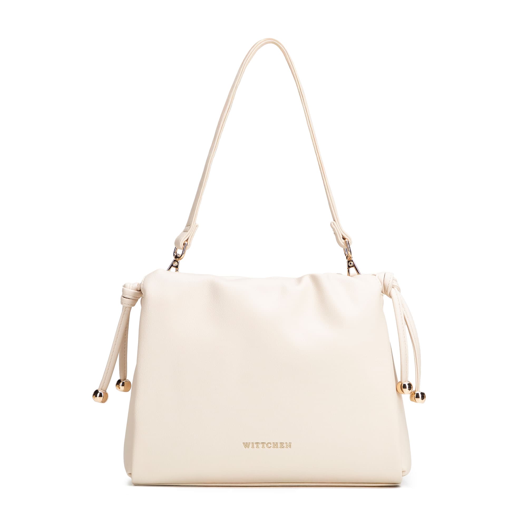 Krémová crossbody kabelka z imitácie kože so šnúrkami 102-4Y-406-0