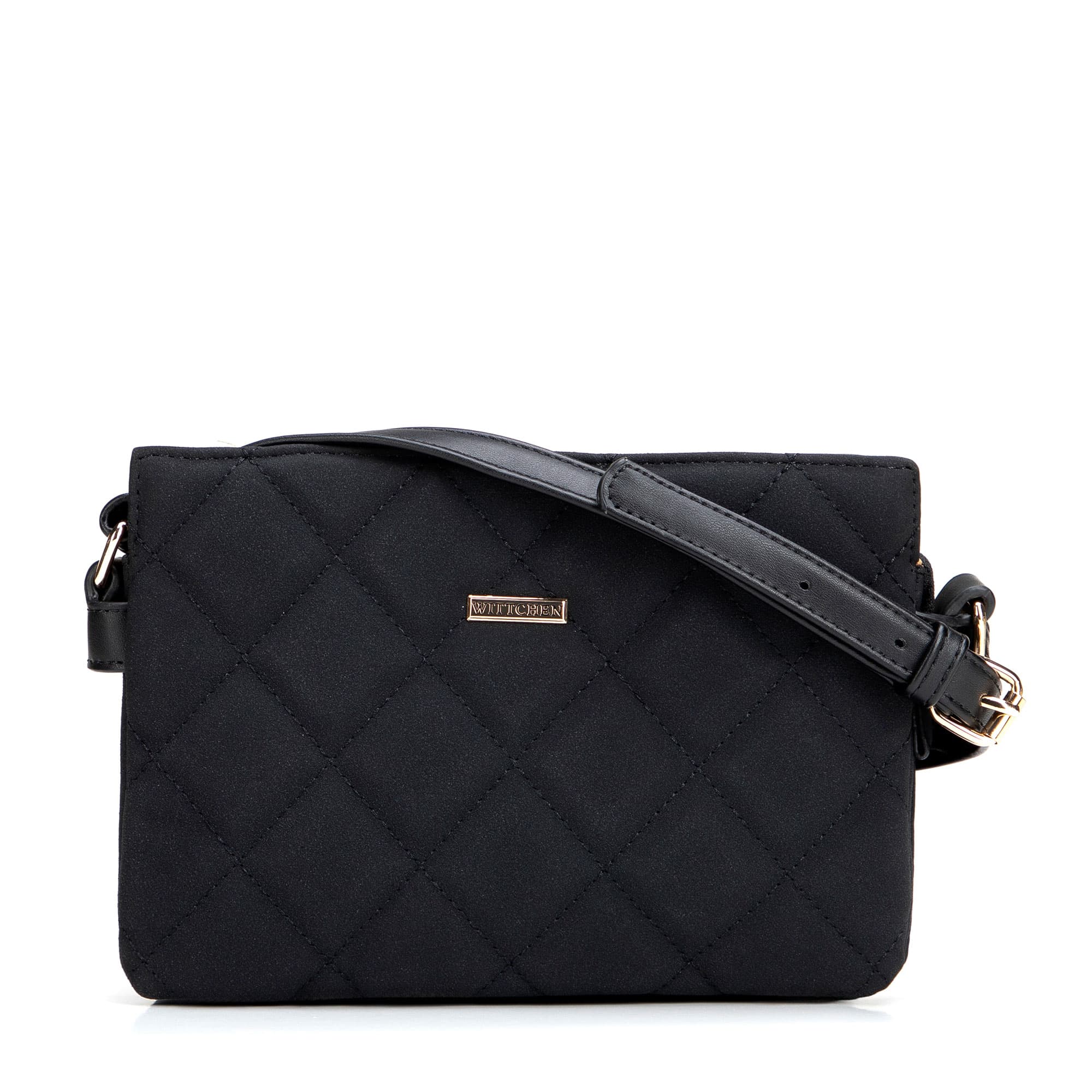 Dvojkomorová crossbody kabelka z imitácie semišu s prešívaním 94-4Y-618-1