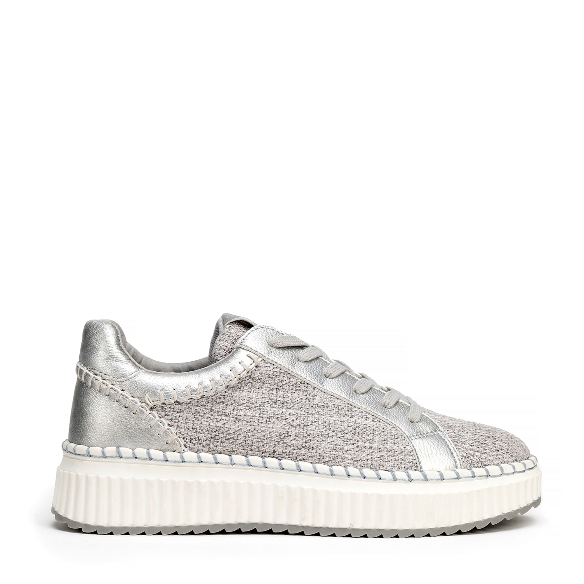Dámske kožené sneakersy strieborné 100-DP-405-8