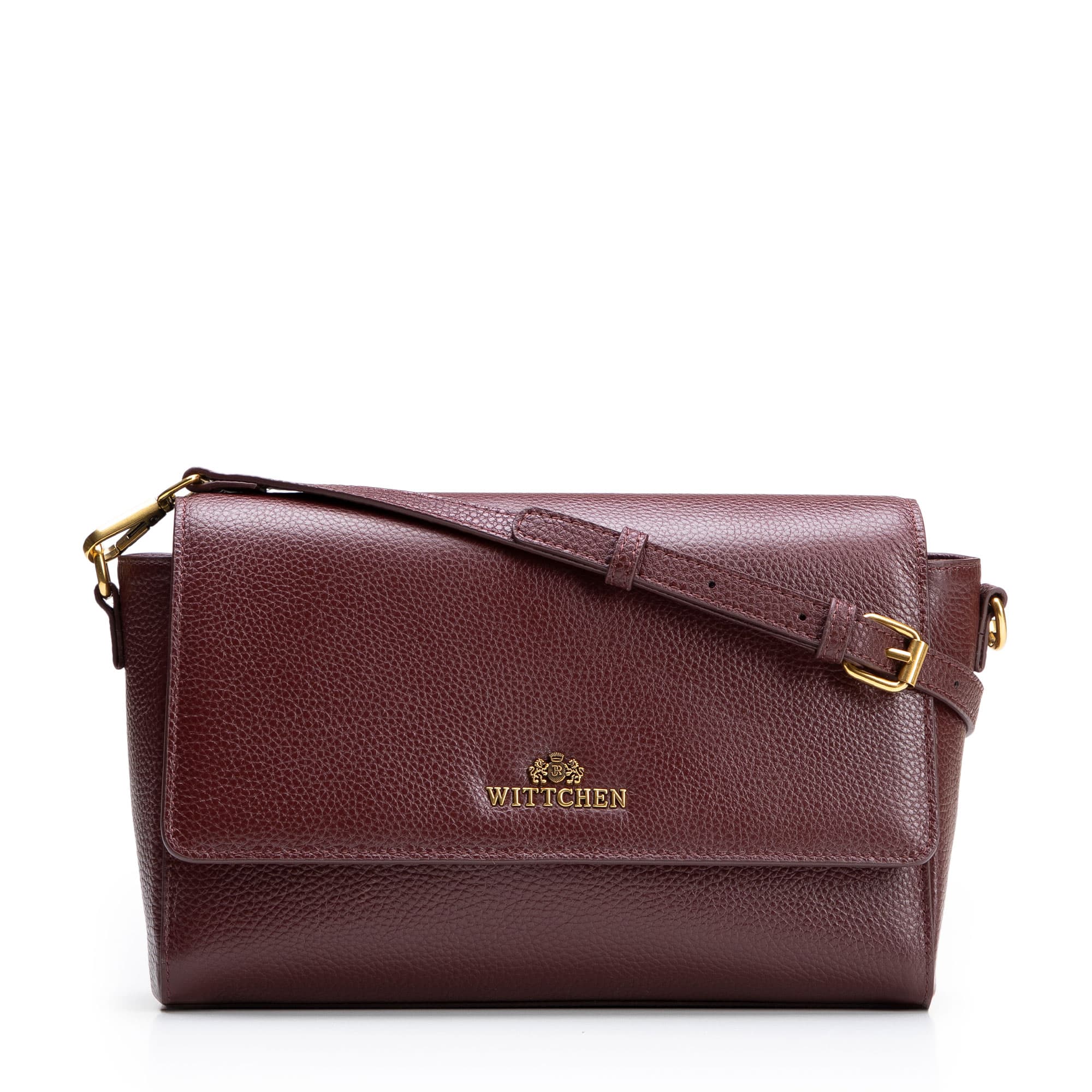 Bordová crossbody kabelka z prírodnej kože s klopou 102-4E-211-3