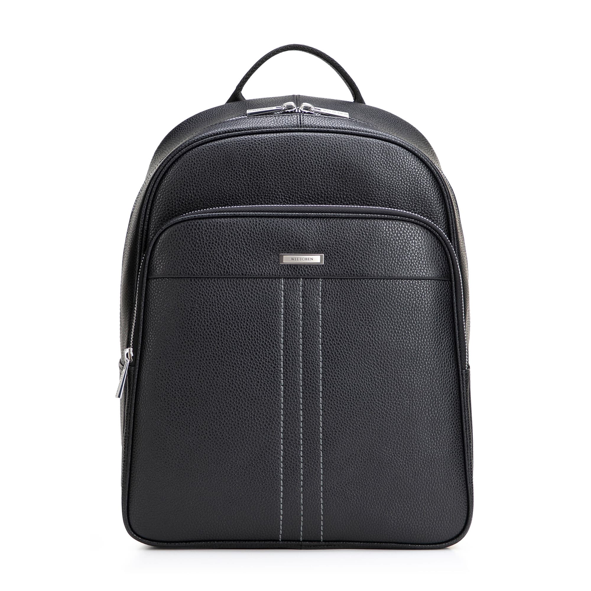 Pánsky ruksak na notebook 14" z prírodnej kože čierno-strieborný 102-3U-600-1S
