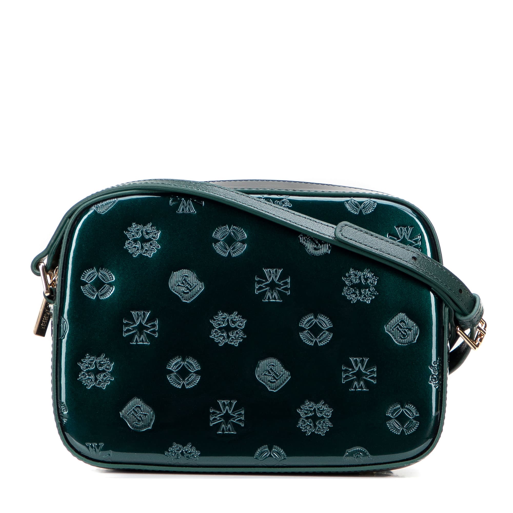 Zelená crossbody kabelka z lakovanej kože 29-4E-025-Z