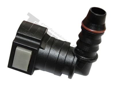 PVC spojka zahnutá 90° - D4 - samica Ø 9.49mm - samec Ø 8mm, zo sady 39173