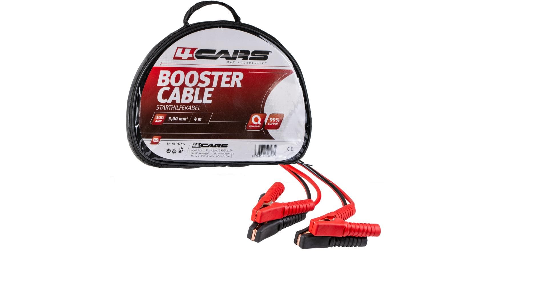 4 CARS Štartovací kábel - izolované kliešte 400AMP, 5.0MM², 4M