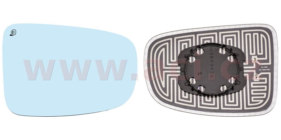 sklo zp. zrcátka s plastovým držákem vyhřívané konvexní horní část P